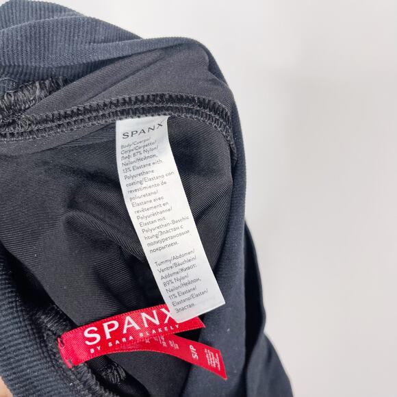 Spanx Maternity Small S Black Faux leather High Waisted Leggings Over The Belly - Picture 10 of 15